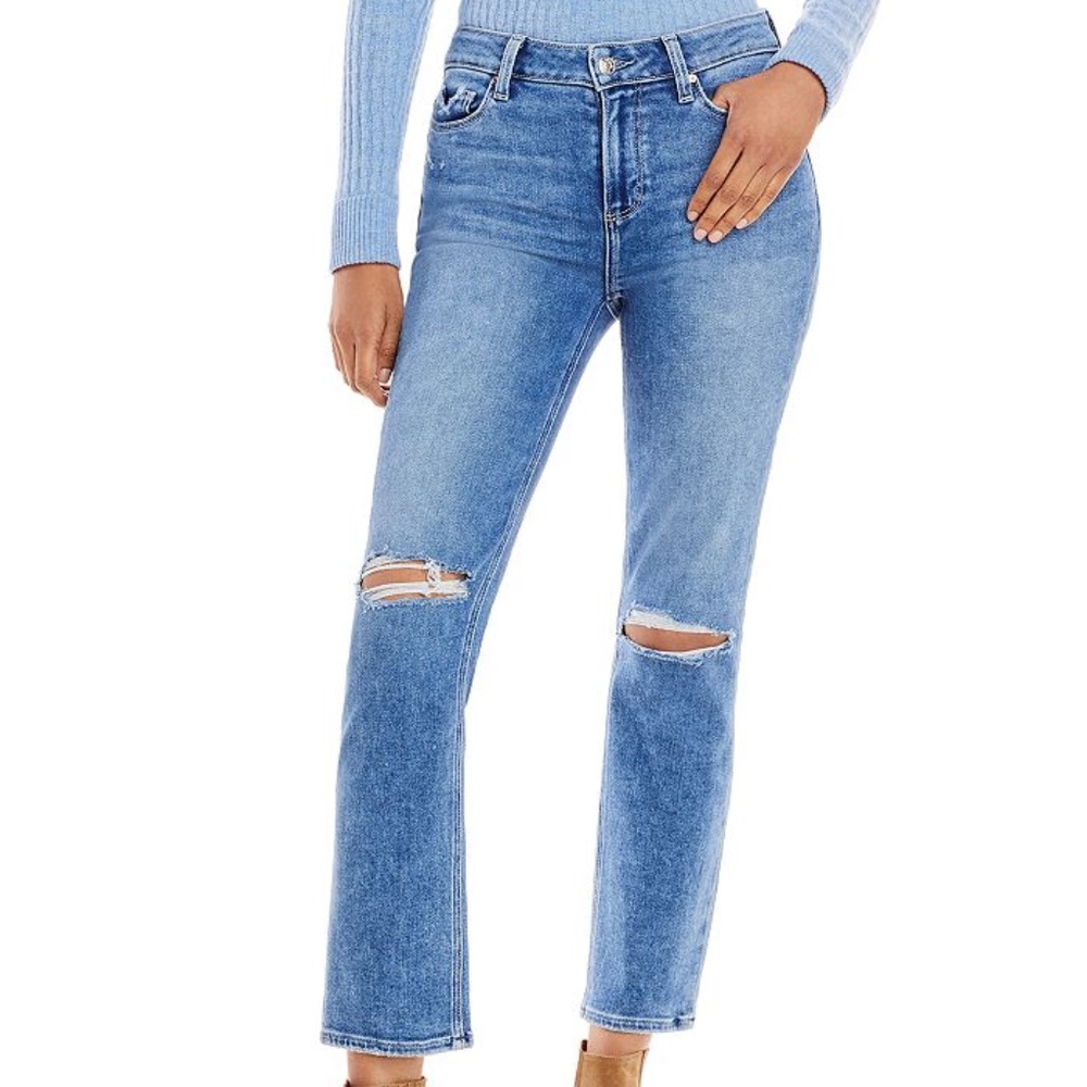 PAIGE 'Amber' Walkabout Deconstructed Straight Leg Jeans